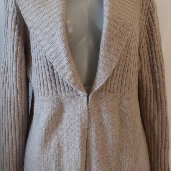 Women Cashmere Lord & Taylor Beige Pure Cashmere Chunky Cardigan Sweater XL - Picture 5 of 14